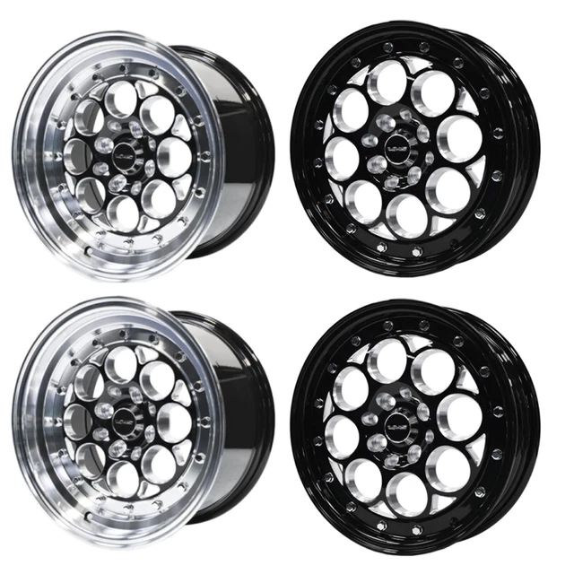 JANTES VMS RACING Polies Et Noires Revolver Pack 15x3.5 Et 13x10 4X100 ...