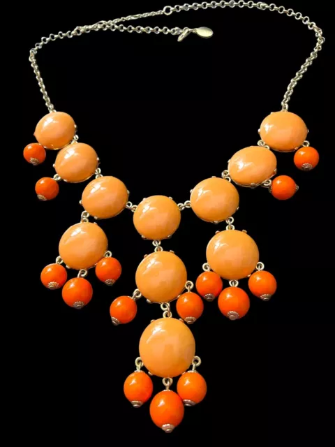 ILY Couture Gold Statement Necklace w Tangerine Orange Stones