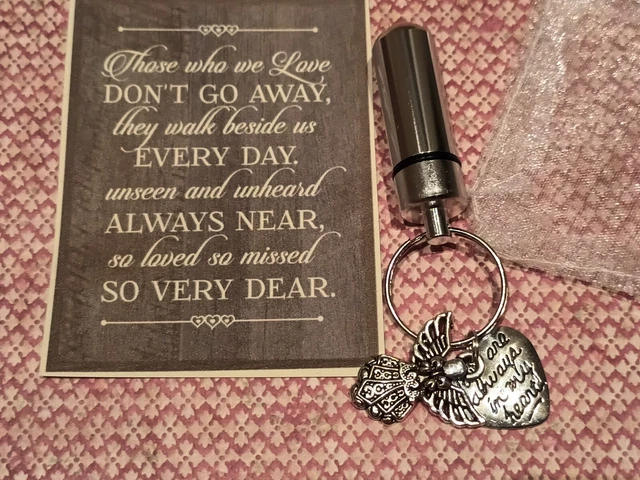Cremation Ashes Hair Urn Angel Keepsake Memorial Keyring Loss Gift Mum Dad Nan