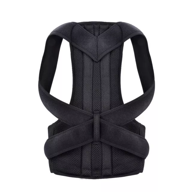 Unisex Back Posture Corrector Shoulder Spine Brace Support Belt Adjustable Black 3