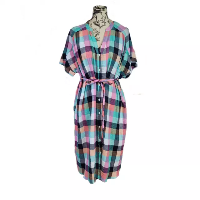 Ingrid & Isabel Size XL Plaid Maternity Tie Waist Shirt Dress New w/ Tags