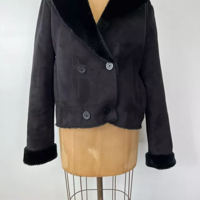 Lauren Ralph Lauren Jacket Women Small Faux Shearling Core Double Breasted Coat 3