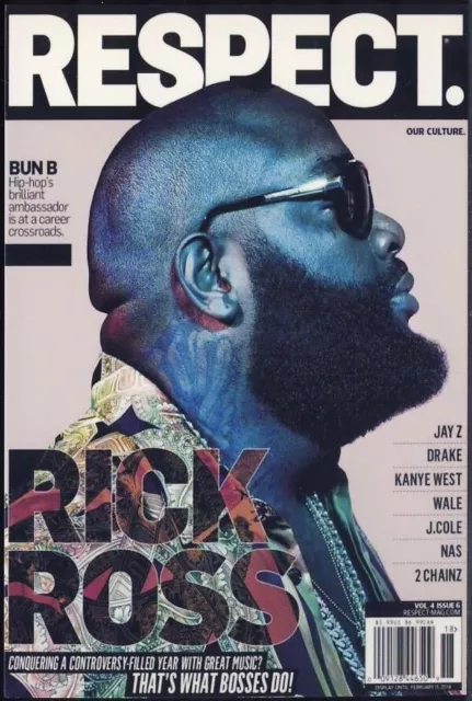 Retro POSTCARD Rap Rapper Hip-Hop Magazine Cover: Bun B, Rick Ross, Respect 2014