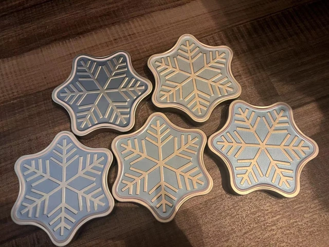 Empty! 5 Christmas Amazon Gift Card Holders Snowflake TIN ONLY Blue Silver Metal