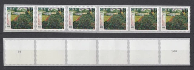 Bund 3519 SELBSTKLEBEND RM RA 6er Streifen Vincent van Gogh Mohnfeld 155 C**