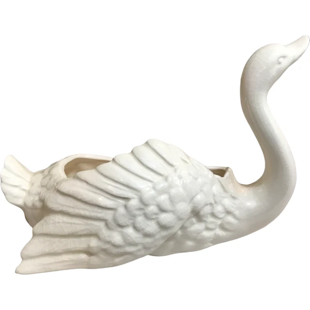 Department 56 Ceramic Duck Goose Swan Glazed Porcelain Planter Pottery 9.5" Long