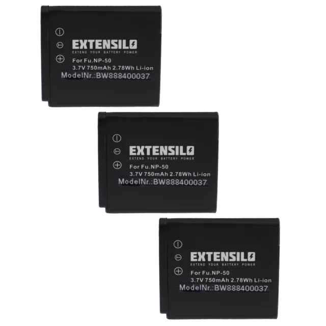 3 Batteria 750mAh per Fuji / Fujifilm FinePix F100fd,F200,F200EXR,F300 EXR