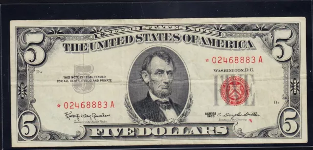 FR.1536* 1963 $5 Legal Tender Star Note VF Net