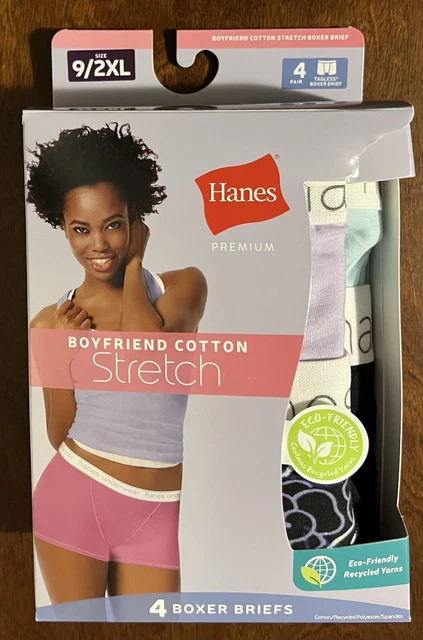HANES WOMEN S PREMIUM Boyfriend Ring Spun Cotton Stretch Mid Thigh Briefs 4 Pack 14.90 PicClick