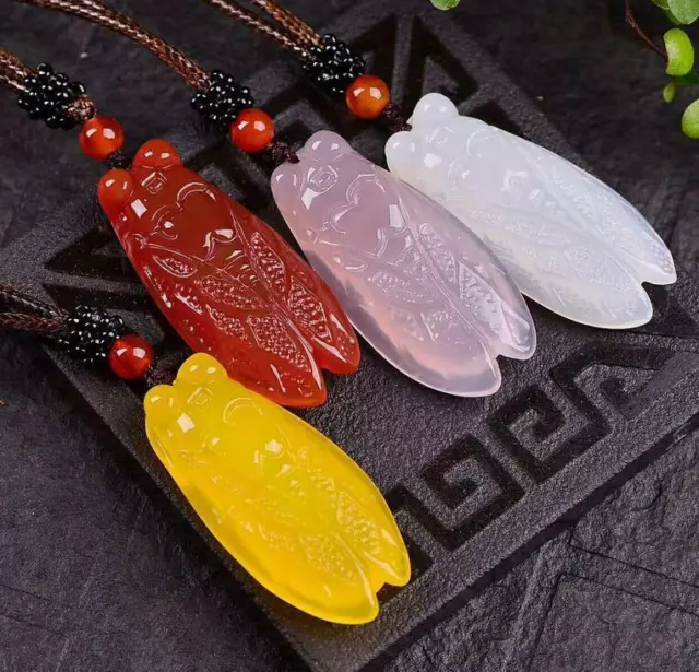Statue Cicada New pendant Jade Chinese Icy Agate stone Agate ornaments Natural