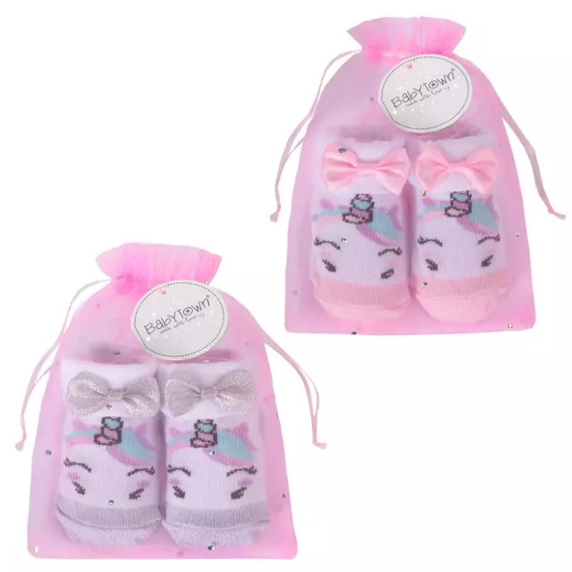 Baby Unicorn Socks in Organza Bag / Baby Gift Set