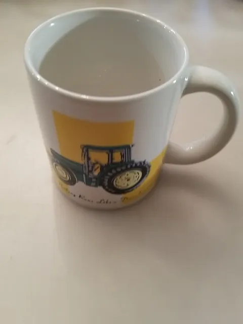 VTG John Deere Tractor Mug Gibson Green Tea Coffee Cup Advertising Collectible