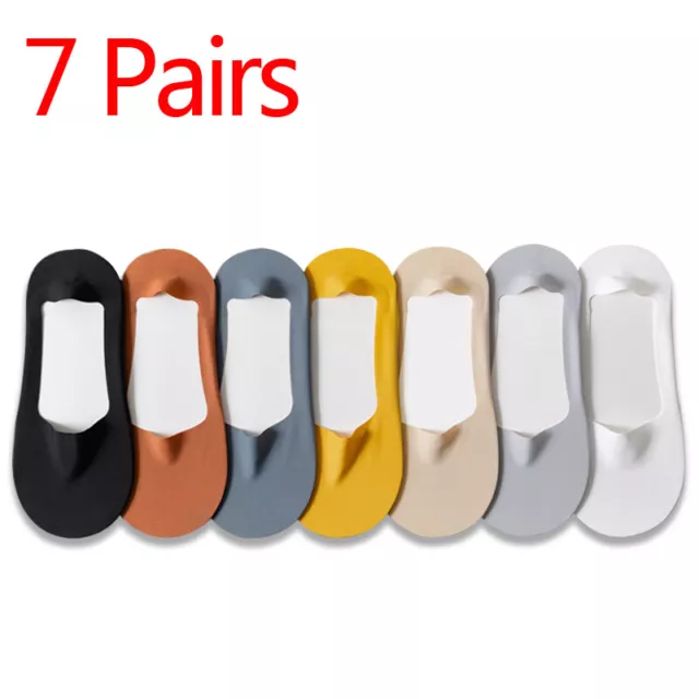 7 Pairs Women Low Cut Liner No Show Socks Ice Silk Nonslip Invisible Socks