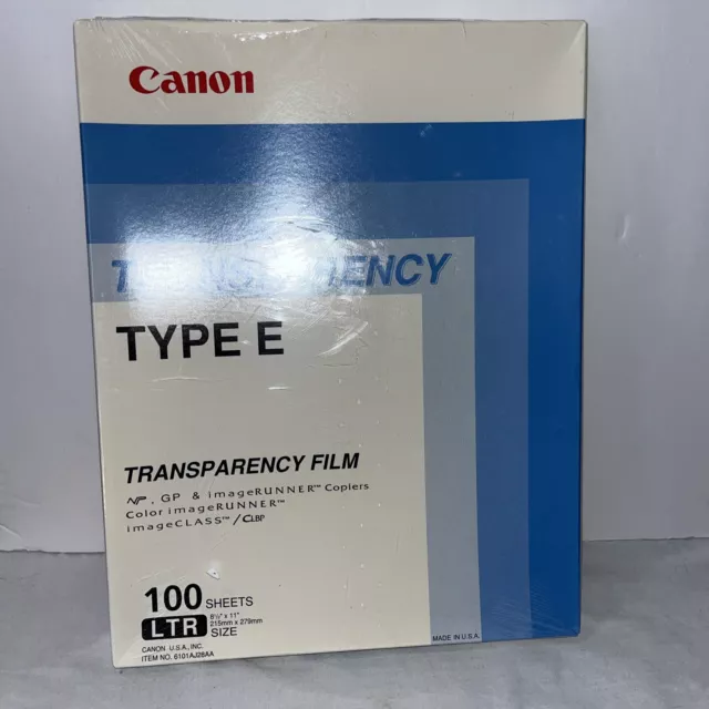 New Canon Transparency Film Type E 100 Sheets 8 1/2 X 11