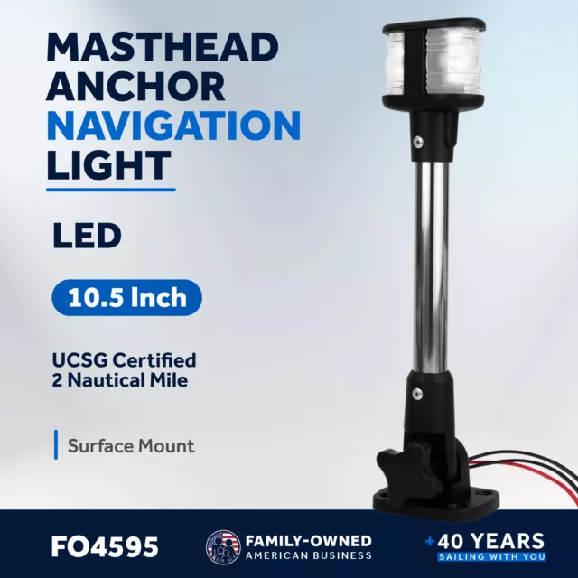 Stern Light Anchor Light Fold Down Boat Light Masthead and All Round Light 10.5" 2