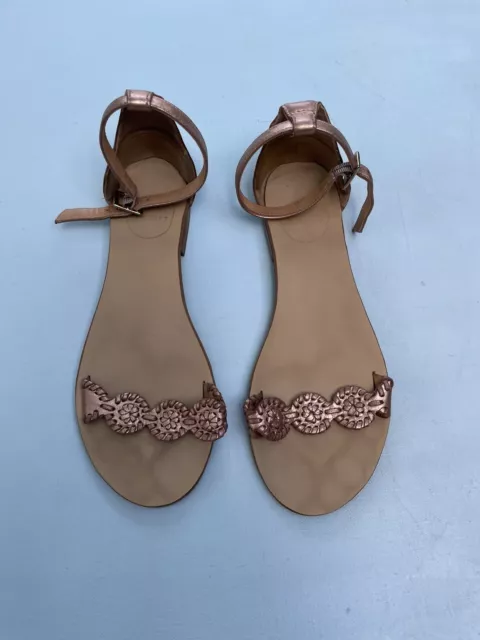 Jack Rogers Sandals 6.5 Daphne Rose Gold Shoes Leather Navajo Flip Flops