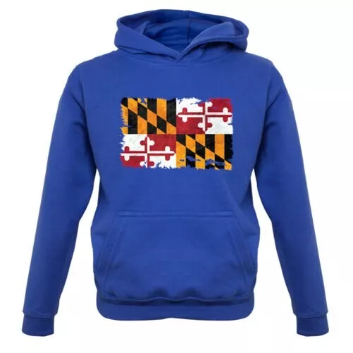 Maryland Grunge Style Drapeau - Enfants Capuche Annapolis US État Baltimore