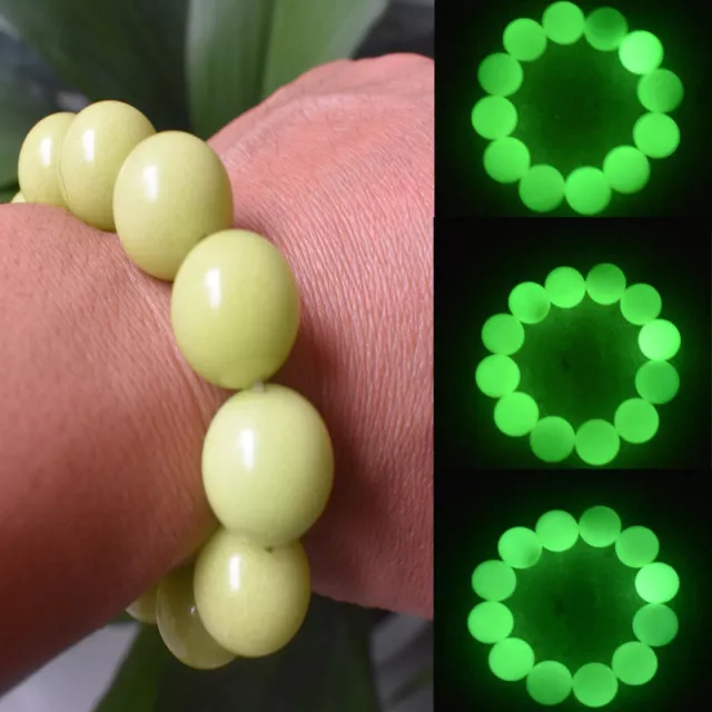 Rare Natural Luminous Bracelet Green Fluorite Glow In The Dark Bracelets 8-18MM