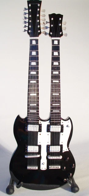 Guitare miniature SG double manche noir et blanc Jimmy Page Led Zeppelin