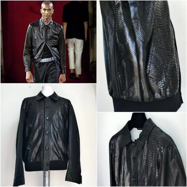 UltraRare & Gorgeous YSL ''Rive Gauche'' Python + Lambskin Leather Jacket