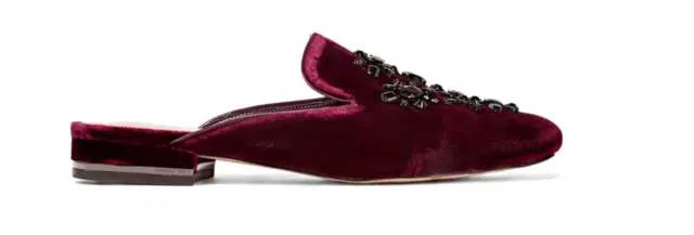 Michael Kors Womens 7.5 Shoes Edie Embellished Velvet Slide Slip-Ons   Burgundy