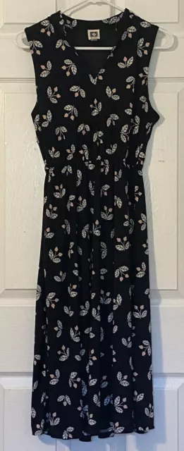 Anne Klein dress size 4 Black Flower Print Sleeveless Dress Vneck