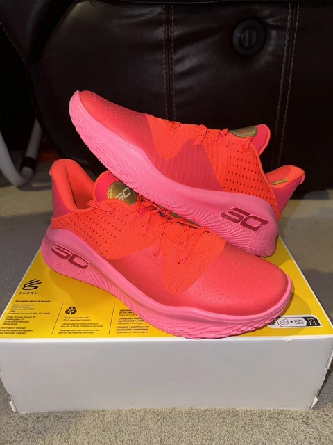 Under Armour Curry 4 Low Flotro Flooded Pink Red Men’s Sz 9.5 New 100% Authentic