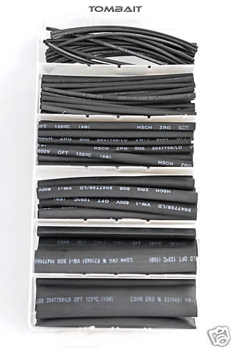 Assortimento Tubo Termoretraibile Set Nero 100-TEILIG Set Con Scatola Nuovo