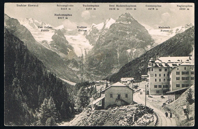 1 Cartolina Trafoi Gegen Die Gletscher Hotel Neue Post Non Viaggiata