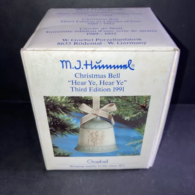 MJ HUMMEL Goebel Christmas Bell 3rd Edition 1991 Hear Ye, Hear Ye Holiday 90s