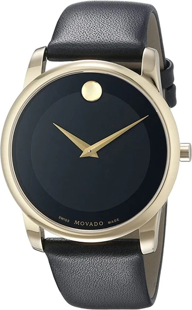 Orologio Svizzero Movado Da Uomo Oro, Quadrante Nero Pelle Museo Classico 0606876