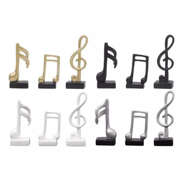 3x Musical Notes Statues Sculpture Crafts Music Symbol Ornament for Desktop