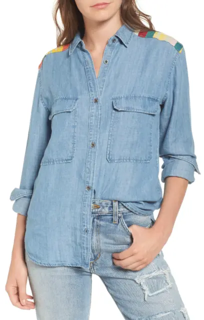 RAILS L36305 Women's Jimi Blue Denim Long Sleeve Button Down Shirt Size XS