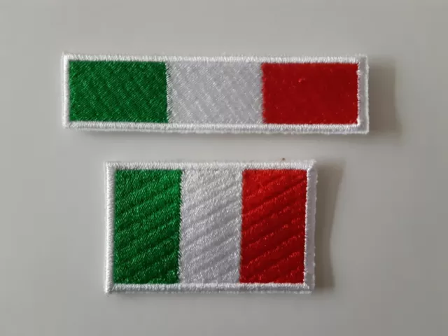 COPPIA PATCH RICAMATE Bandiera Italia Toppe da cucire su