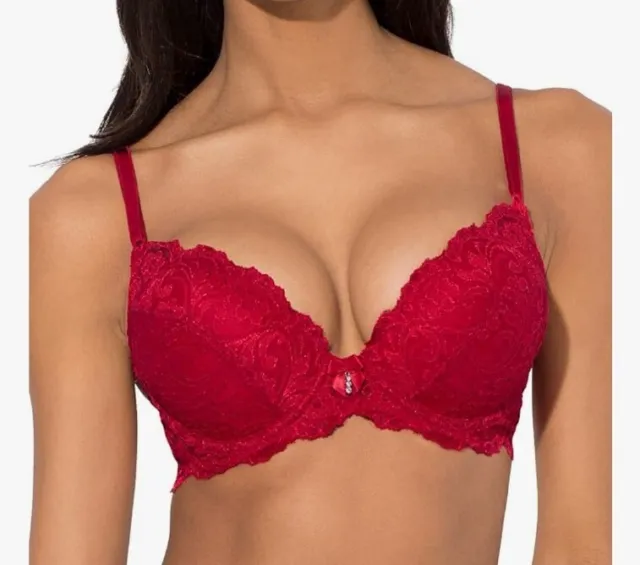 Buy Smart & Sexy Women's Maximum Cleavage Underwire Push up Bra, in the Buff  with Lace Wings, 36B at