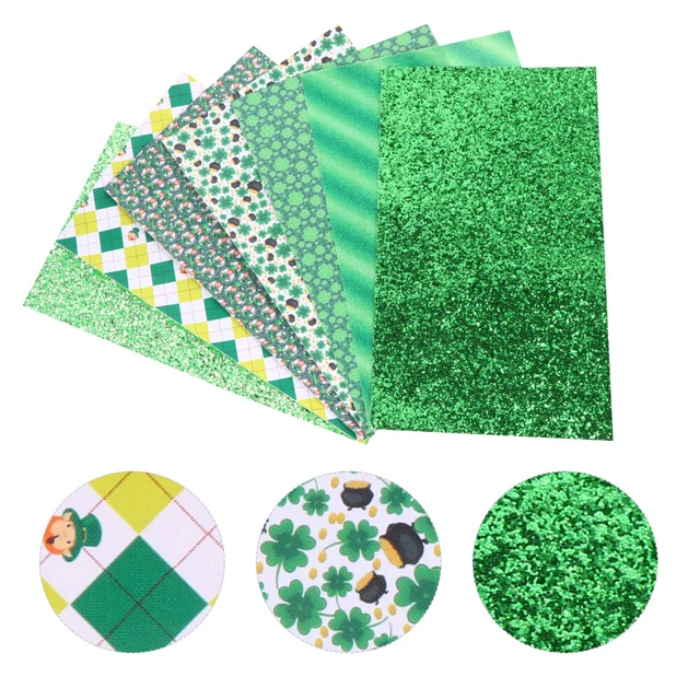 7 piezas trébol sintético cuero DIY patchwork materiales de costura