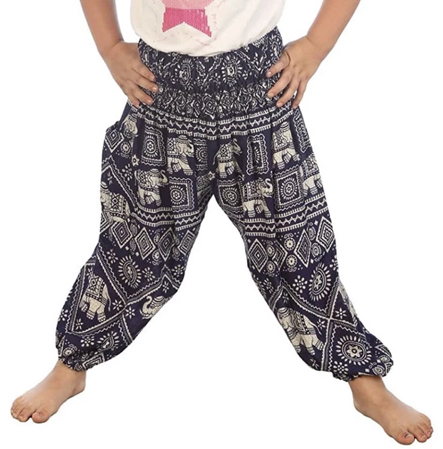 LOFBAZ Children Hippie Thai Harem Aladdin Pirate Kids Pants Bohemian - 10/11 Y