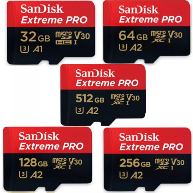 Micro SD Extreme Pro SanDisk 128GB 256GB 512GB 1TB Memory Card 4K U3 A2 170MB/s