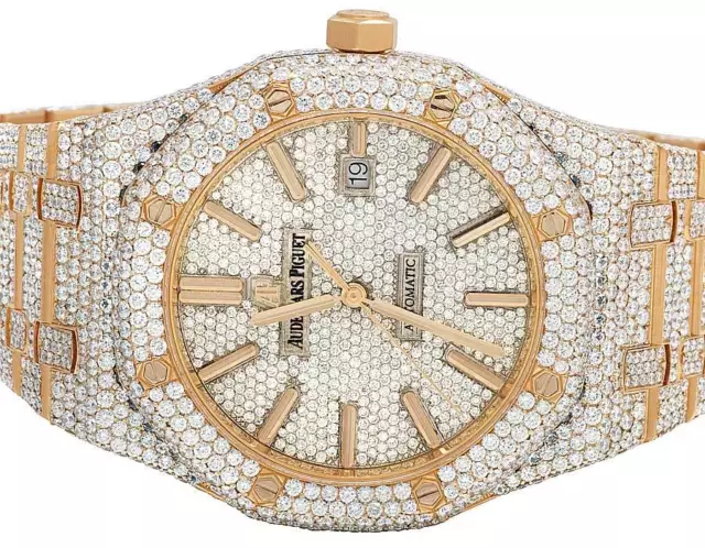 Audemars Piguet 18K Rose Gold Royal Oak 41MM Diamond Watch 34.75 Ct