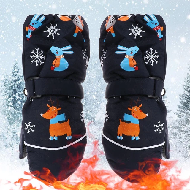 Cartoon Non-slip Thick Warm Windproof Long-sleeved Mittens Children Ski Gloves