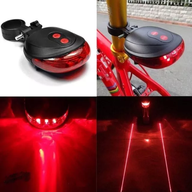 Cycling Bicycle Bike Tail 2 Laser+ 5 LED Flashing Lamp Light Rear Safety Warning