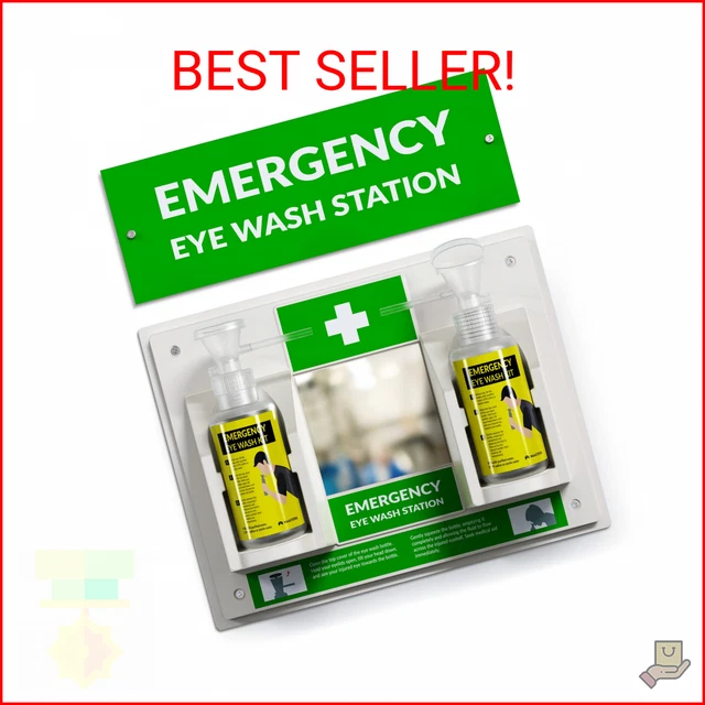 MAASTERS Portable Eye Wash Station OSHA Approved - Wall-Mounted First Aid Eye Wa