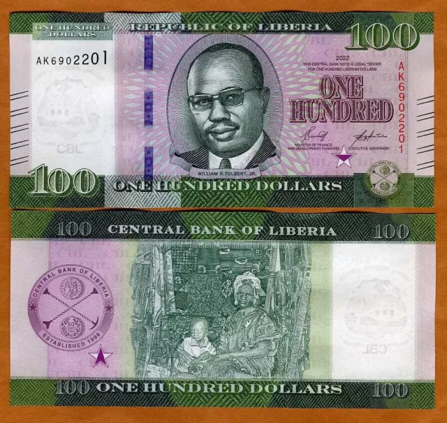 Liberia / Africa, 100 dollars, 2022, P-W41, UNC   Redesigned