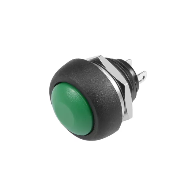 2x,12mm Verde Interruptor pulsador momentáneo Botón redondo plano SPST 1 NO 1 NC