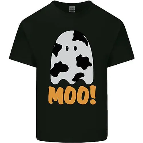 Moo Divertente Mucca Fantasma Halloween Inquietante Uomo Cotone T-Shirt