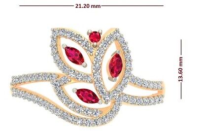 1.50 Ct Lab created Ruby & Diamonds Ring For women's 14kt Rose Gold Finish