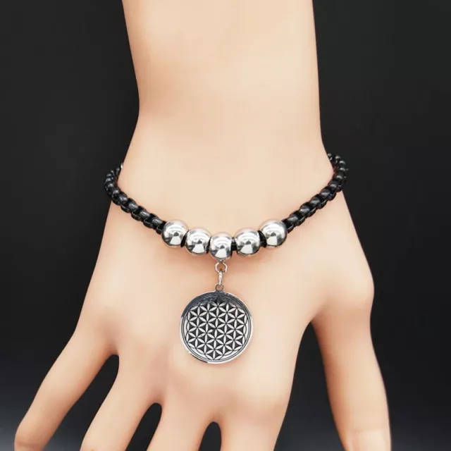Armband Armkette mit blume des lebens Silber Edelstahl Symbol Lebensblume