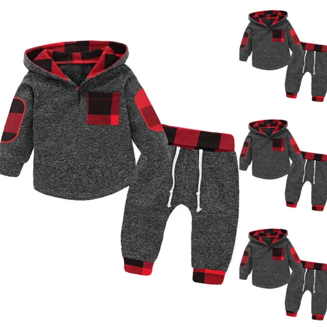 2PCS Newborn Baby Boys Clothes Hooded Tops Trousers Pants Tracksuit Outfits Set