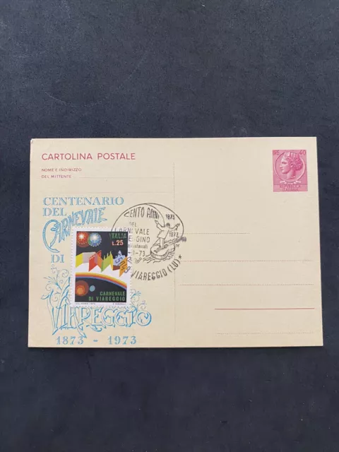 Cartolina Postale CARNEVALE DI VIAREGGIO 1973 CENTENARIO Francobollo+annullo