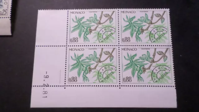 Ecke Date' Monaco 1981, Briefmarke Abgestempelt '70, Blumen, Neu, MNH